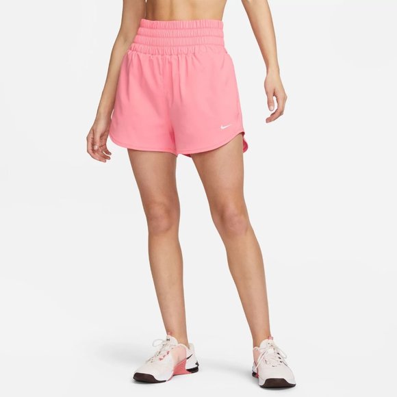 Women's Pink Nike One Dri-FIT Ultra High-Waisted 3" Brief-Lined Shorts, Size M - Picture 4 of 6